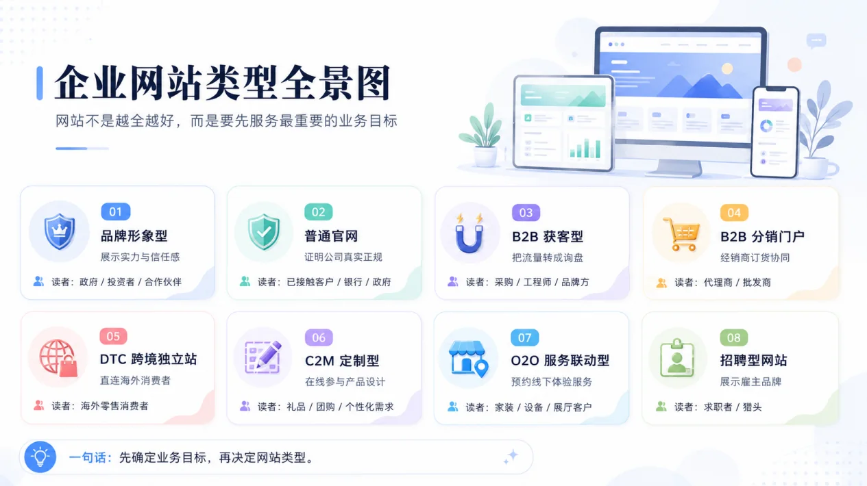 企业网站不是越全越好：先选对网站类型示例图1