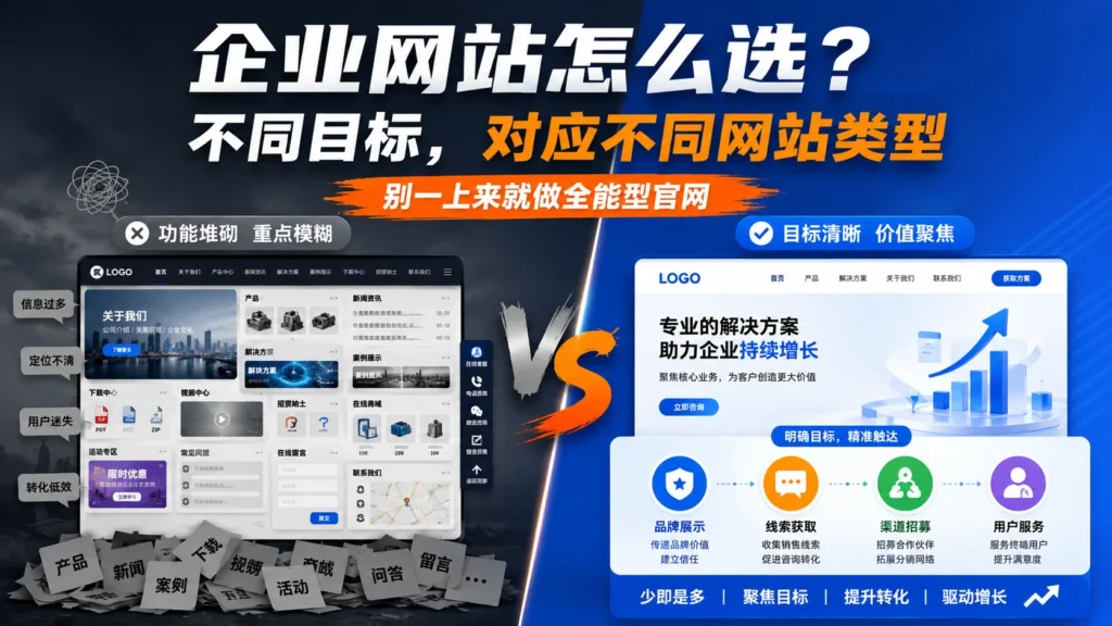 企业网站不是越全越好：先选对网站类型