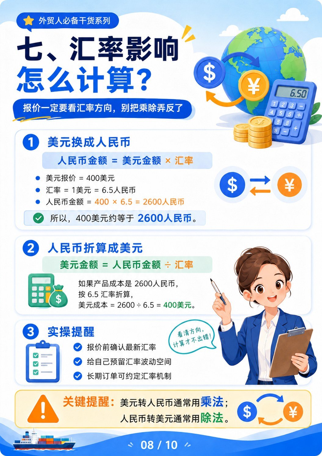 外贸基础公式例子 - 汇率影响计算