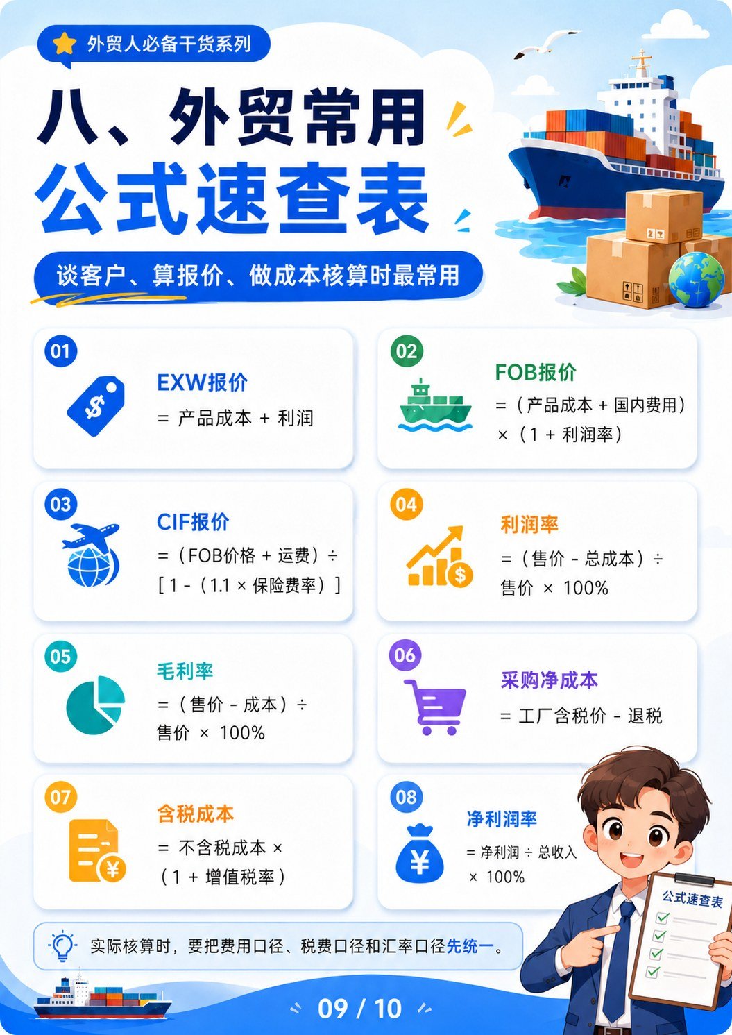 外贸基础公式例子 - 常用公式速查表