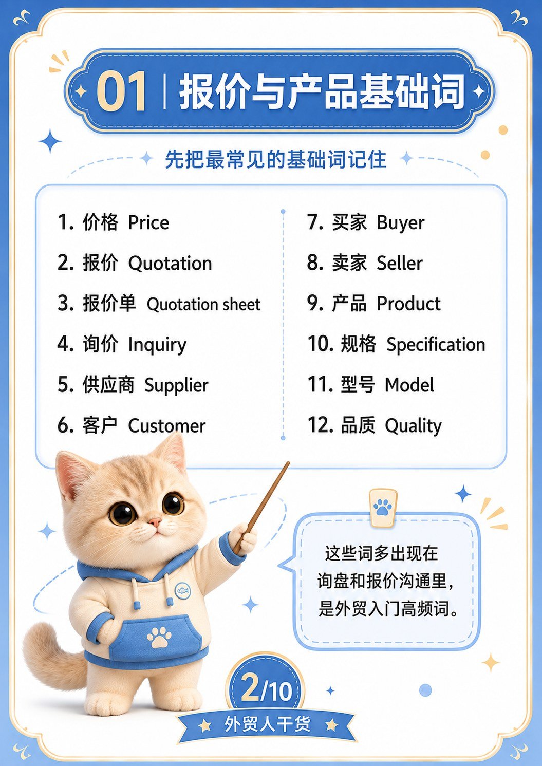 外贸必会100词 - 报价与产品基础词