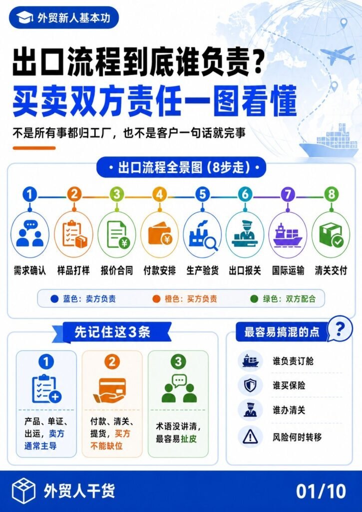 出口流程到底谁负责 买卖双方责任一图看懂 - 出口流程到底谁负责 买卖双方责任一图看懂