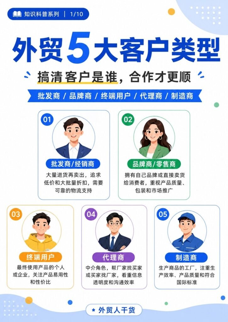 外贸5大客户类型：搞清楚客户是谁，合作才更顺 - 封面 外贸5大客户类型