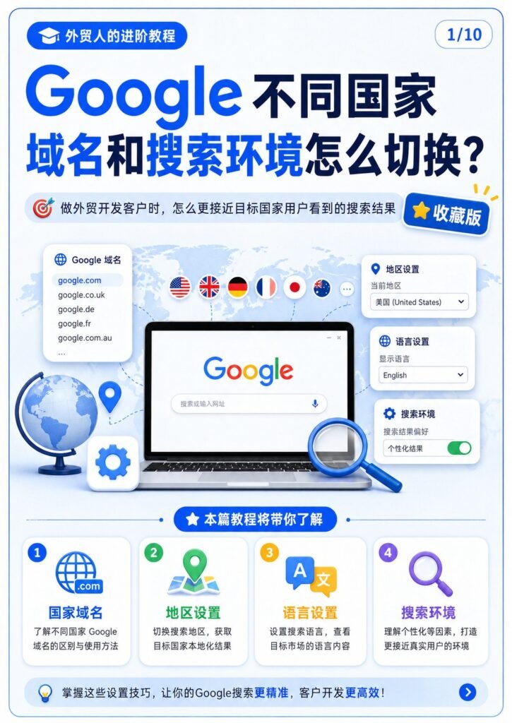 Google不同国家域名和搜索环境怎么切换 - Google不同国家域名和搜索环境怎么切换：第 1 张