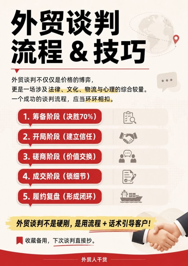 外贸谈判不是硬刚：5个流程 + 3套话术，建议收藏 - 封面 外贸谈判流程与技巧