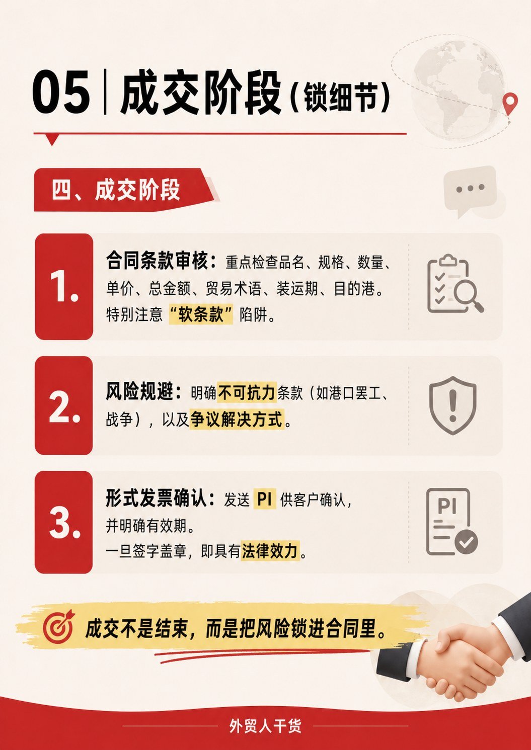 外贸谈判不是硬刚:5个流程 + 3套话术,建议收藏 - 成交阶段 锁细节