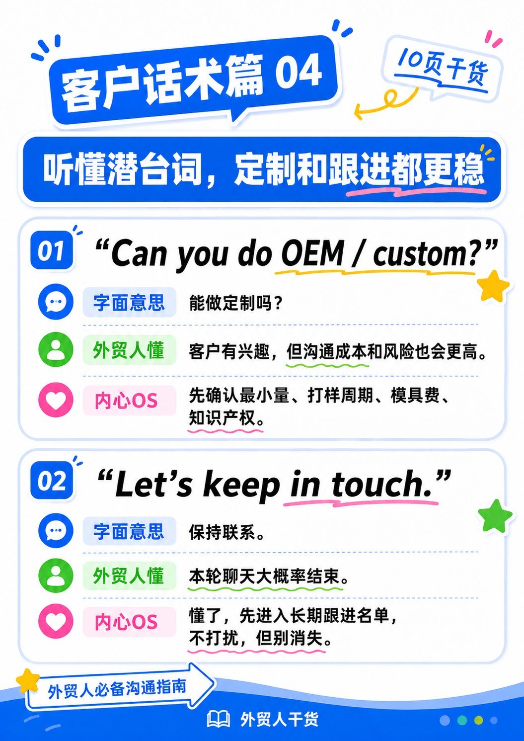 外贸黑话词典 - 客户话术篇04 OEM Custom Keep in touch