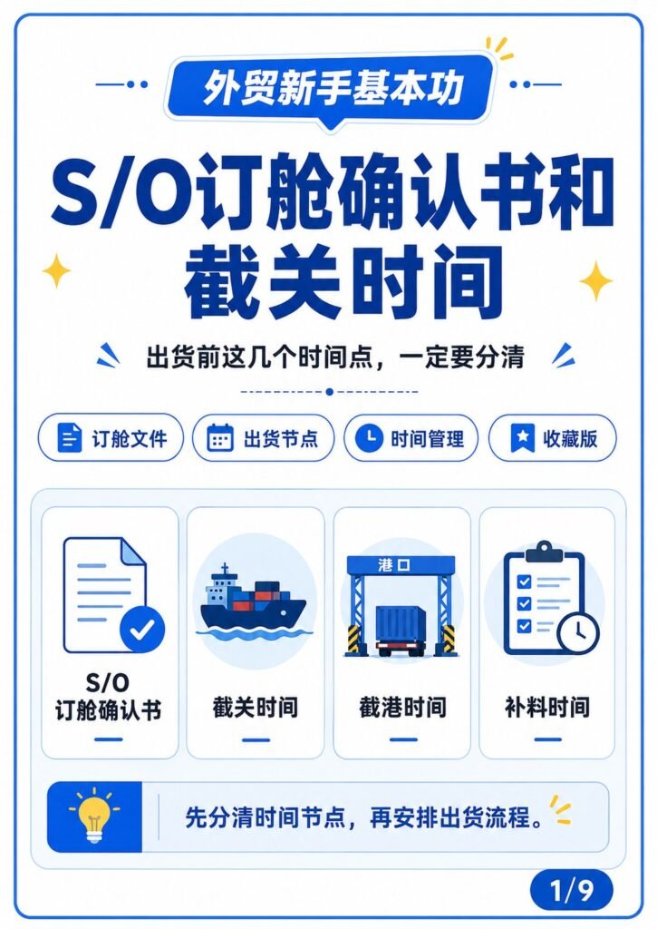 外贸出货前，S/O和截关时间一定要看懂 - SO订舱确认书和截关时间 封面