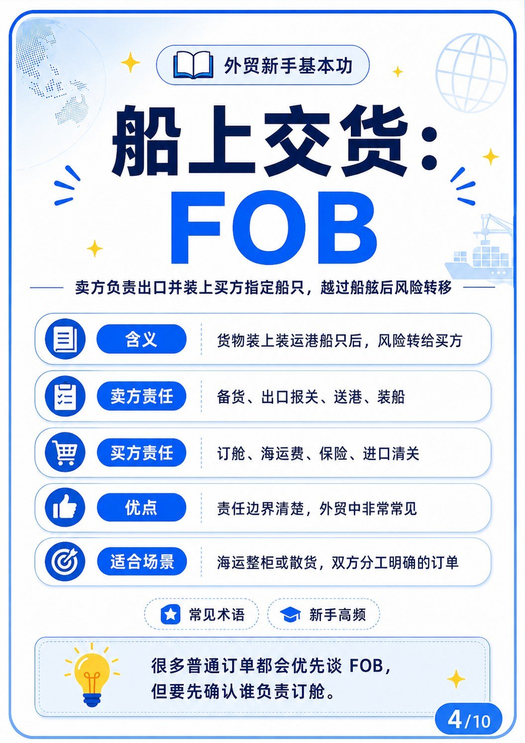 外贸术语收藏版!适合工厂老板、外贸新人 - FOB船上交货