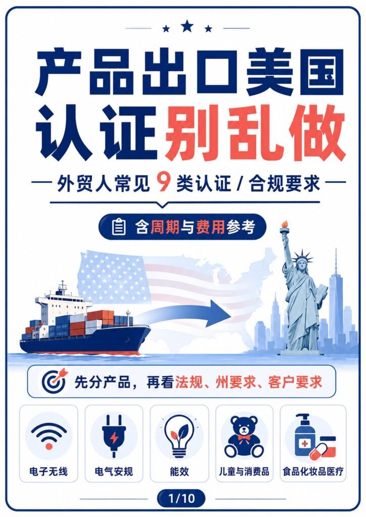 产品出口美国认证别乱做：外贸人常见9类认证/合规要求 - 产品出口美国9大认证