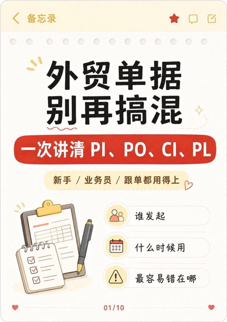 外贸单据别再搞混：一次讲清 PI、PO、CI、PL - PI PO CI PL单据区别