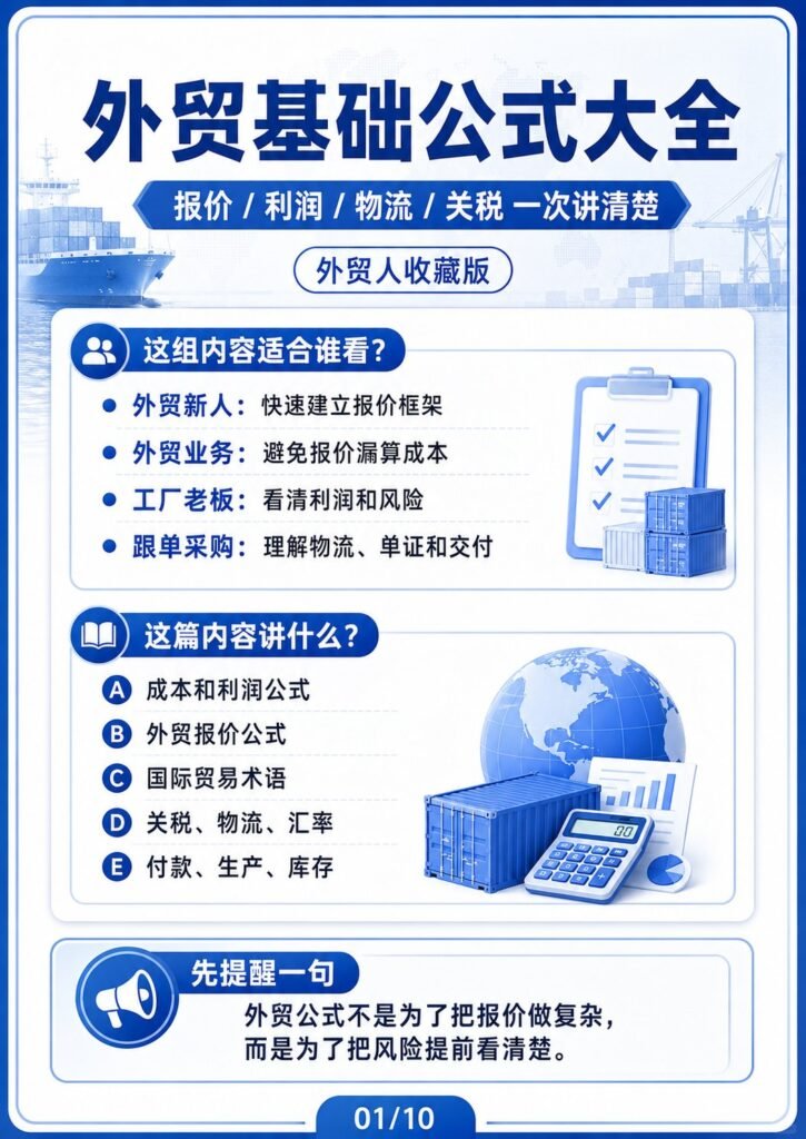 外贸基础公式大全：报价、利润、物流、关税一次讲清楚 - 外贸基础公式大全