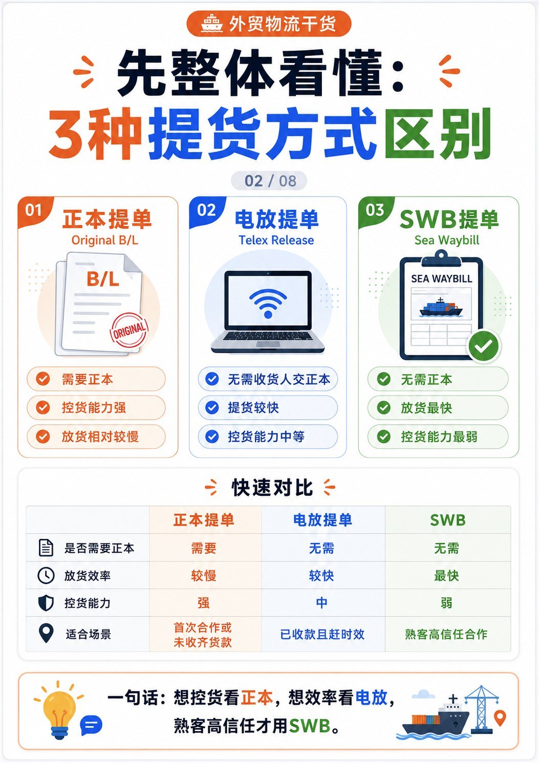 正本提单、电放提单、SWB到底有什么区别? - 正本提单 电放提单 SWB区别