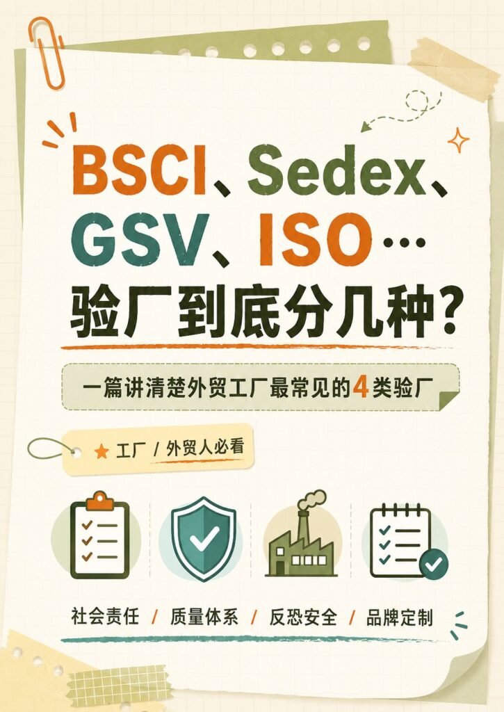 BSCI、Sedex、GSV、ISO… 验厂到底分几种？ - 验厂分几种