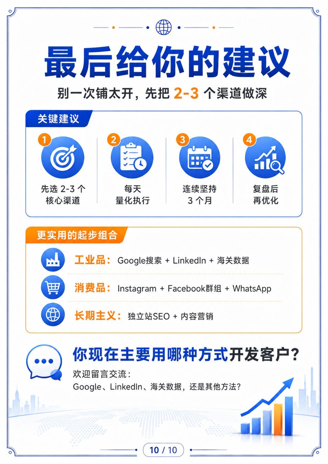 找海外客户的18个渠道 - 渠道组合与三个月复盘:把方法变成固定动作