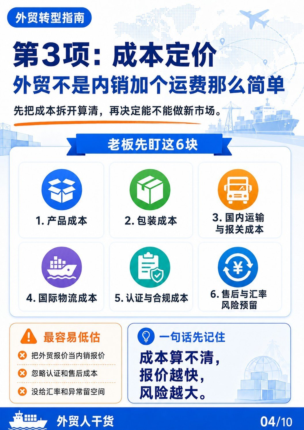 新市场开发前,先把从内销转外贸查清楚 - 第3项成本定价 外贸不是内销加个运费那么简单