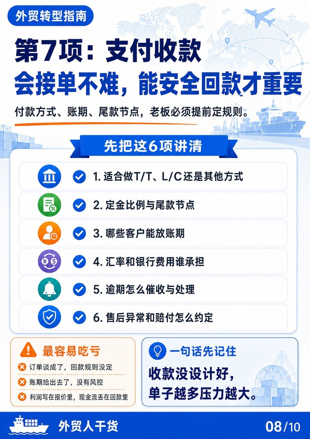 新市场开发前,先把从内销转外贸查清楚 - 第7项支付收款 会接单不难能安全回款才重要